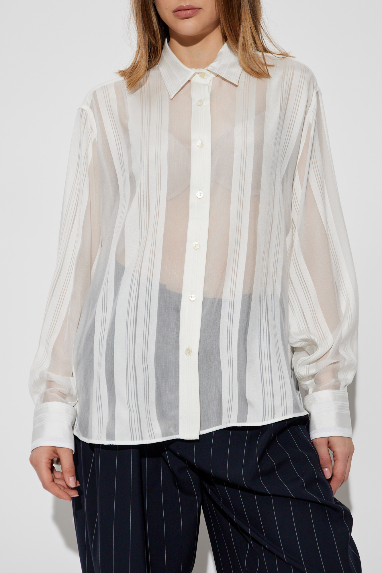 STELLA McCARTNEY ステラマッカートニー 22年 ホワイ フローラル柄 長袖シャツ  620031 ホワイト 36 トップス レーヨン レディース 中古 Stella McCartney - ステラマッカートニー 22年 ﾎﾜｲ ﾌﾛｰﾗﾙ柄
